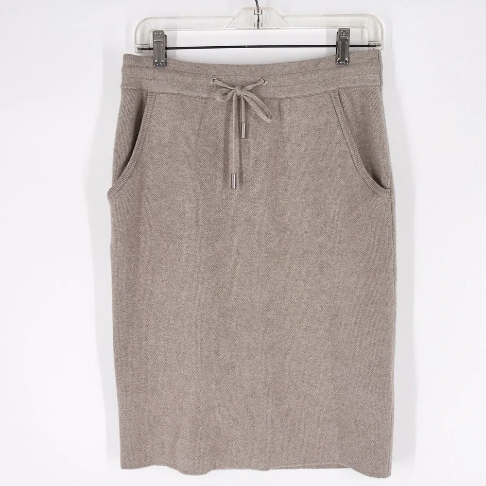 Reiss Connie Knit‎ Pencil Skirt Medium Beige Wool/Alpaca Blend Pockets EUC